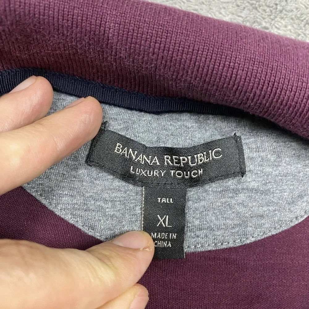 Banana Republic Luxury Touch Polo Mens Tall XL Burgundy Buttons Short Sleeve